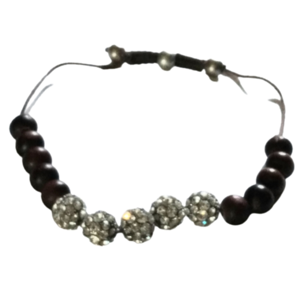 Round wooden and Diamond fashion jewelry bracelet.